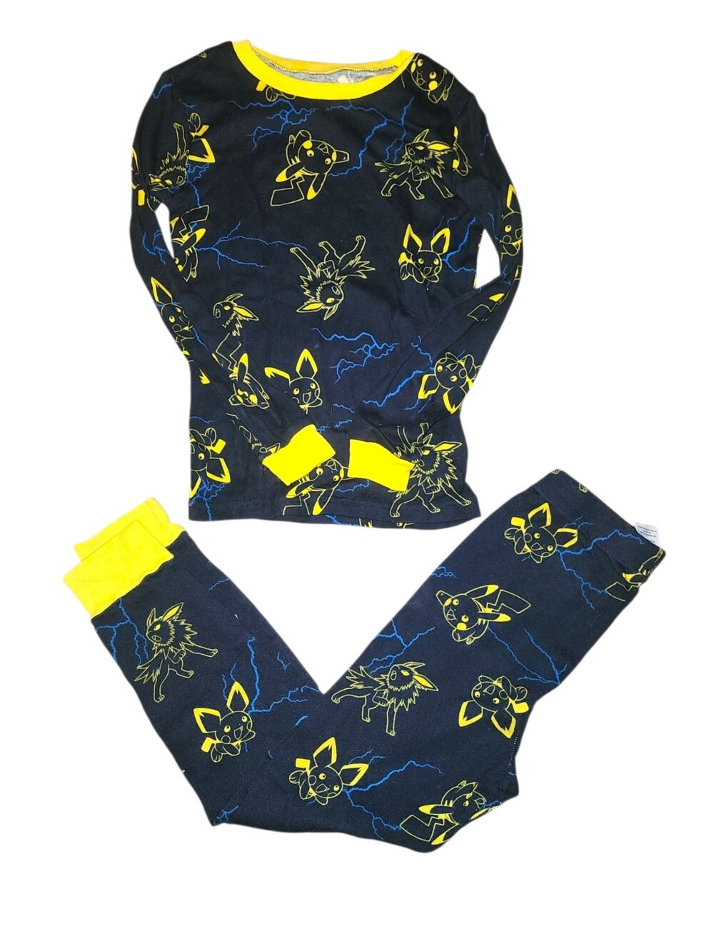 Kids Navy and Yellow Character Pajama Set - Soft Long Sleeve Cotton